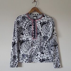 Tommy Bahama Paisley Paradise 1/2 Zip UPF50 Protection Long Sleeve Size Medium